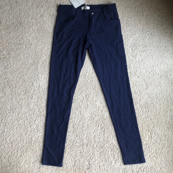 NAVY BLUE PONTE LEGGINGS - Picture 1 of 5